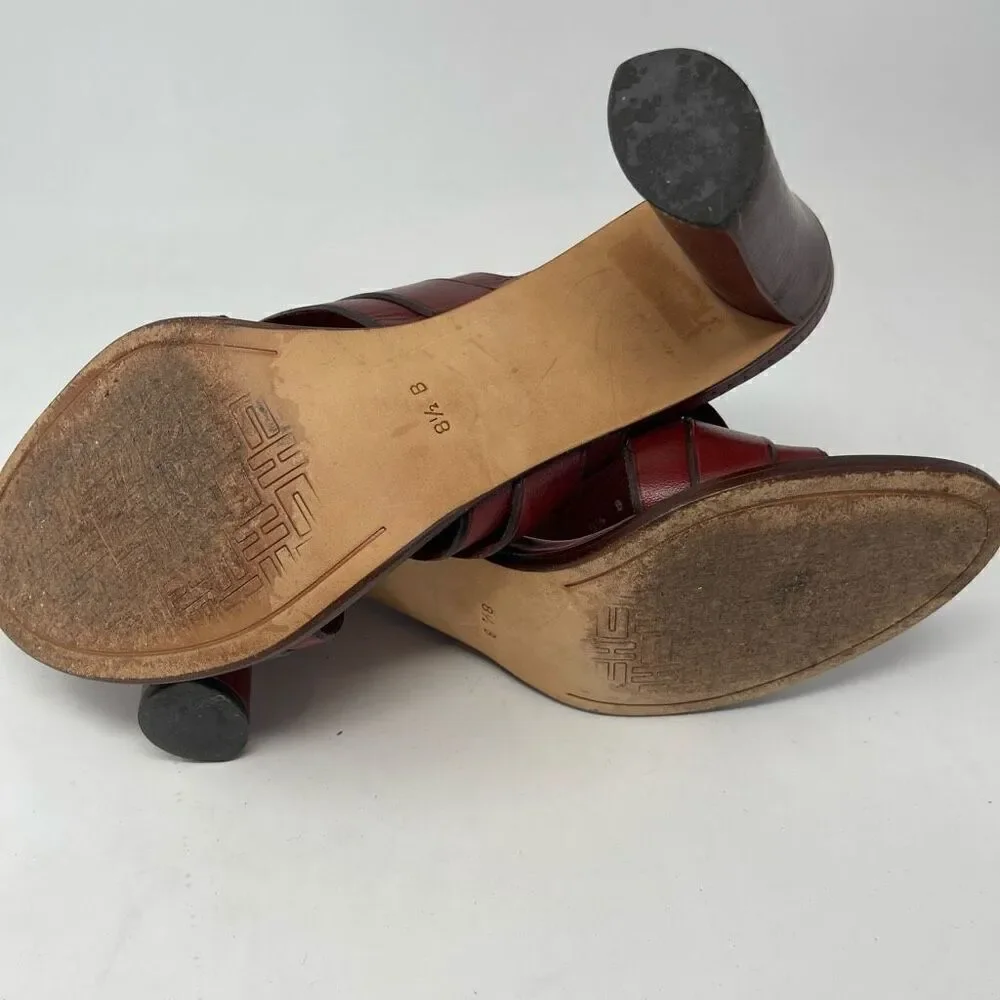 Cole Haan Country Red Leather Woven Sandal Heel Size 8.5 B